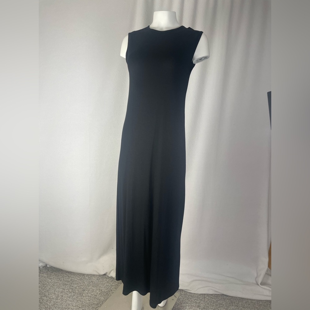 Black Sleeveless Maxi Dress stretchy cotton